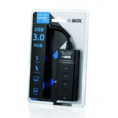 3. Hub IBOX USB 3.0 BLACK 4-PORTS IUH3FB (4x USB 3.0; black)
