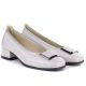 3. Vinceza 18129 Gray Leather Low Heel Pumps
