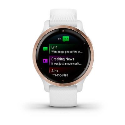 Garmin Venu 2S Watch (40 mm) Rose Gold Stainless Steel Bezel / White Case / Silicone Band