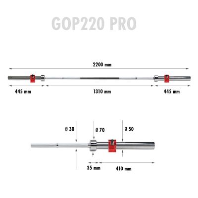 3. Olympic straight bar 20kg 2200mm GOP220 PRO + ZG1000R HMS lock clamps