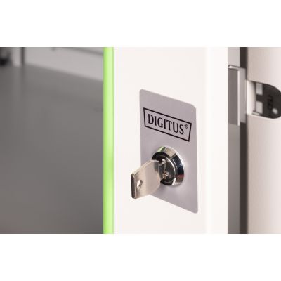 2. Digitus Unique 19" 7U wall-mounted network cabinet 600x450, glass door, gray, undivided, assembled, 100kg