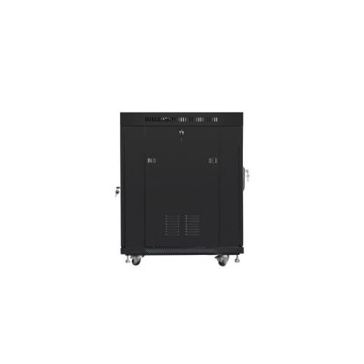 4. LANBERG FLOOR RACK CABINET 19" 15U 600X800 GLASS DOOR LCD BLACK FF01-6815-12BL (FLAT PACK)