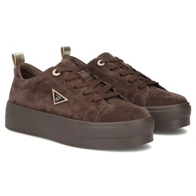 6. Women's leather platform sneakers, brown, Filippo DP3533