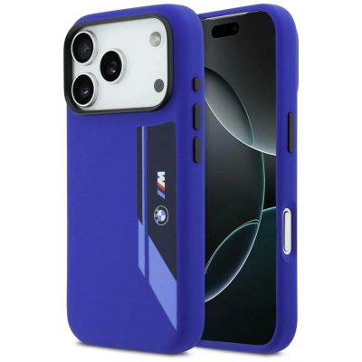 BMW M Silicon Vertical Logo MagSafe Case for iPhone 17 Pro - Navy Blue
