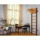 23. GYMNASTIC WOODEN AND METAL WALL BAR WITH 4 HANDLES WITH A WOODEN BAR BENCHK 211B
