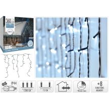 CHRISTMAS TREE LIGHTS OUTDOOR LIGHT CURTAIN 360 LED CONTROLLER TIMER COLD WHITE GREEN CABLE