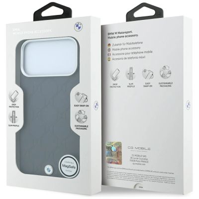 8. BMW Sign Deboss Quilted Metal Logo MagSafe Case for iPhone 18 Pro Max / 17 Pro Max - Dark Gray