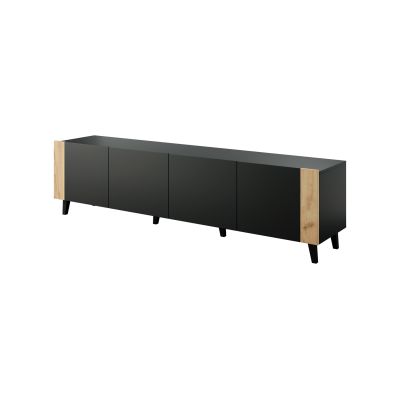 FARO TV cabinet 200x42x52 black matt + craft oak