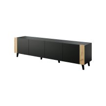 FARO TV cabinet 200x42x52 black matt + craft oak