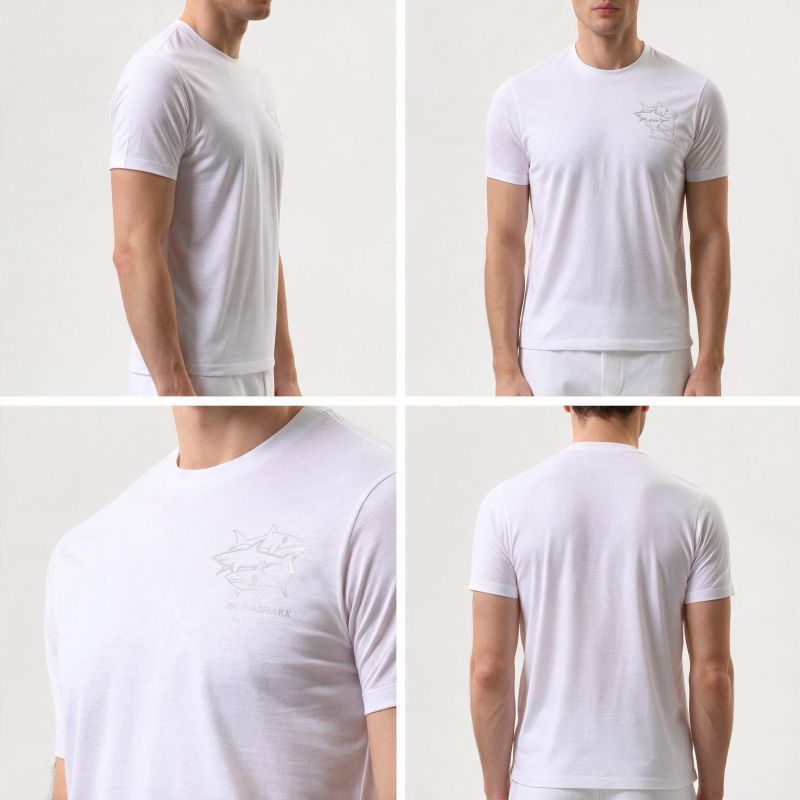 2. Paul&Shark men's cotton T-shirt white 26411035-10 - classic cut, logo
