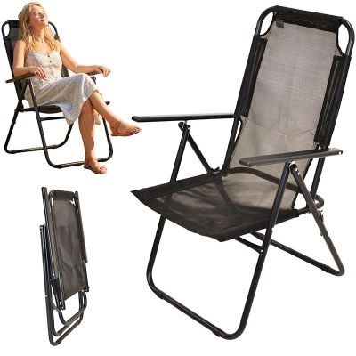 2. CAMPING CHAIR WITH ARMRESTS 61x66x65-108CM FOLDING BLACK ENERO CAMP