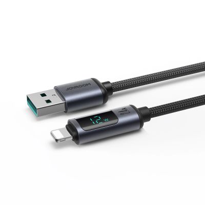9. Joyroom Prism Series A16 Lightning / USB-A Cable 2.4A 1.2m with LED Display - Black