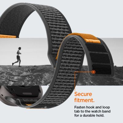 11. Spigen Athlex Air 2 Strap for Apple Watch (44 / 45 / 46 / 49 mm) - Black and Orange