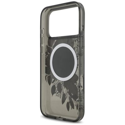 7. Guess IML Flowers Pearl Strap MagSafe Case for iPhone 18 Pro Max / 17 Pro Max – Black