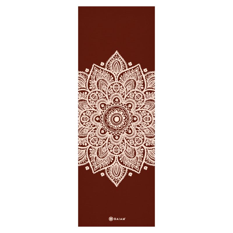 5. Gaiam Intense Rust Sundial Flower Yoga Mat 5mm 65733