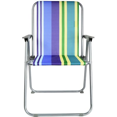 7. REDCLIFFS FOLDING CHAIR WITH ARMRESTS, BLUE STRIPES