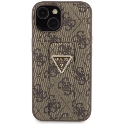 3. Guess Grip Stand 4G Triangle Strass case for iPhone 15 - brown