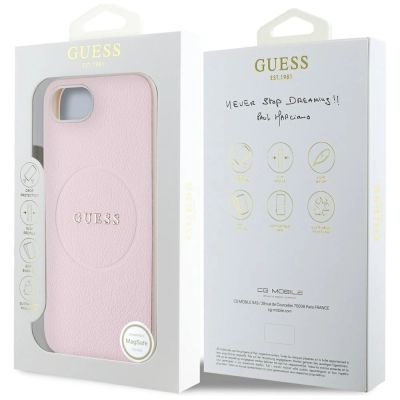 8. Guess Grained Ring MagSafe iPhone 16e Case - Pink