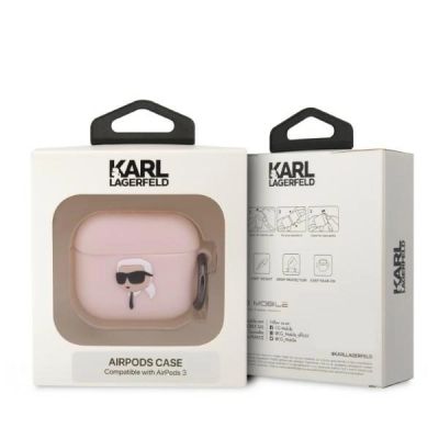 3. Karl Lagerfeld KLA3RUNIKP AirPods 3 cover pink/pink Silicone Karl Head 3D