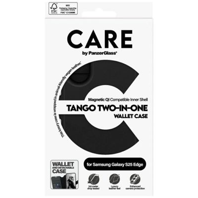 5. CARE by PanzerGlass Feature Tango 2in1 Wallet Qi Case for Samsung Galaxy S25 Edge - Black