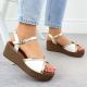 7. Women's wedge sandals in white and gold S.Barski PL51-324