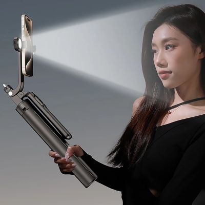 14. Selfie stick WH181D-Y1S 1.75m aluminum alloy telescopic tripod with dual lamp and phone holder - black