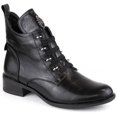 Jezzi W JEZ412A insulated flat ankle boots, black