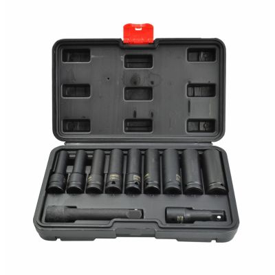 AWTOOLS IMPACT SOCKET SET 1/2" 11pcs/8-21mm/LONG BLACK LINE