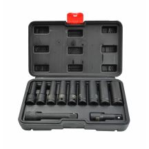 AWTOOLS IMPACT SOCKET SET 1/2" 11pcs/8-21mm/LONG BLACK LINE