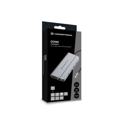 4. Conceptronic DONN34G Docking Station Wired USB 3.2 Gen 2 (3.1 Gen 2) Type-C Gray