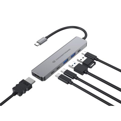6. Conceptronic DONN33G Wired Docking Station USB 3.2 Gen 1 (3.1 Gen 1) Type-C Silver