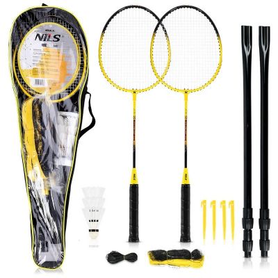NILS NRZ262 ALUMINUM badminton set 2 rackets, 3 feather shuttlecocks, net 600x60cm, cover