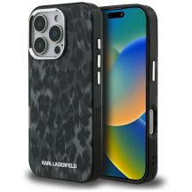 Karl Lagerfeld IML Leopard Pattern MagSafe Case for iPhone 16 Pro Max - Black