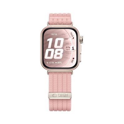 3. Tech-Protect Nylon Strap for Huawei Watch Fit 3 / 4 / 4 Pro / 5 / 5 Pro - Pink