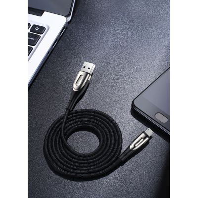 8. Joyroom Sharp Series S-M411 USB-A / micro USB 3A 1.2m Cable with Charging Indicator - Black