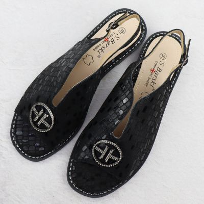 3. Women's black leather sandals S.Barski KV51-094