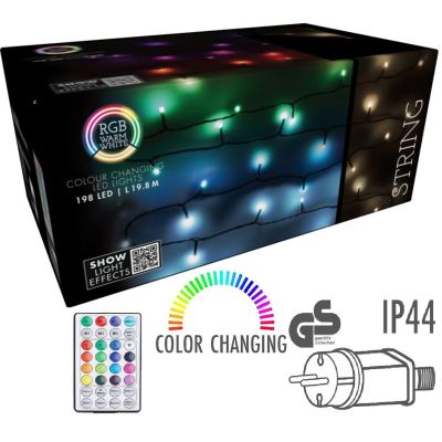 CHRISTMAS TREE LIGHTS 198 LED RGBW LIGHT CHAIN WITH REMOTE CONTROL