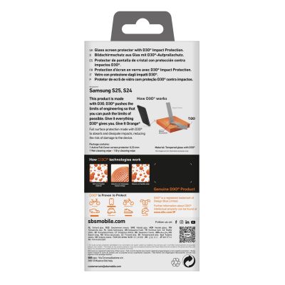 4. SBS Tempered Glass D3O with frame for Samsung Galaxy S25+ / S24+