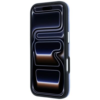 5. Karl Lagerfeld Grained Mono Resin Logo MagSafe Case for iPhone 17 Pro Max / 18 Pro Max - Light Blue