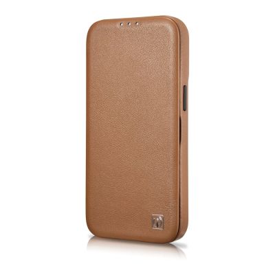 6. iCarer CE Premium Leather Folio Case iPhone 14 Pro Magnetic Flip Leather Folio Case MagSafe brown (WMI14220714-BN)