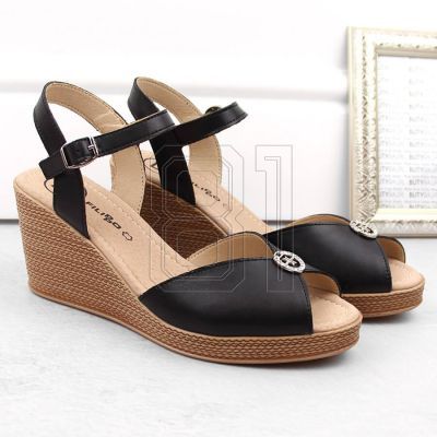 11. Leather wedge sandals with a decoration Filippo W PAW526B black