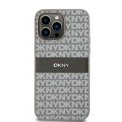 3. DKNY Leather Mono Stripe & Metal Logo case for iPhone 14 Pro Max - beige