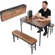 FOLDABLE CAMPING TABLE 90x60x70CM AND 2 BENCHES 87x23x39CM WOOD