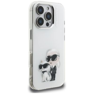 4. Karl Lagerfeld IML Aquarelle Karl & Choupette & Logo Case for iPhone 16 Pro Max - White