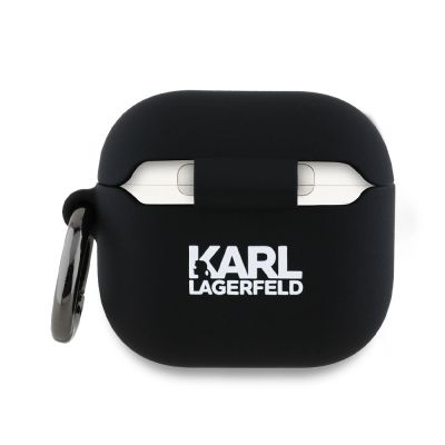 2. Karl Lagerfeld Silicone Karl&Chaupette Head 3D Case for AirPods 4 - Black