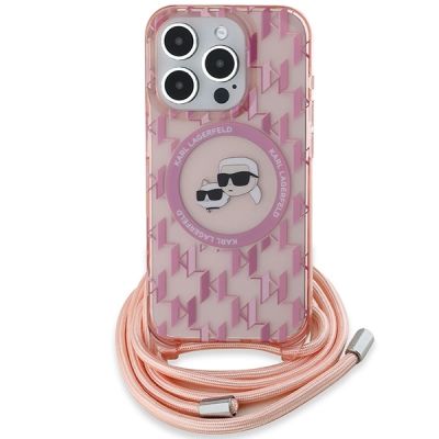 2. Karl Lagerfeld IML Crossbody Monogram Karl & Choupette Head MagSafe Case for iPhone 15 Pro Max - Pink