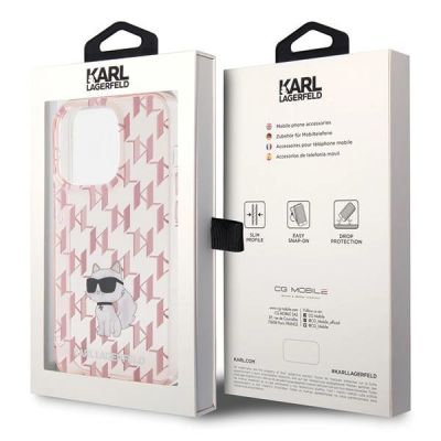 8. Karl Lagerfeld Monogram Choupette case for iPhone 15 Pro Max - pink