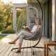 7. COCOON HANGING CHAIR WITH FRAME 195CM LIGHT GRAY 120KG