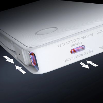 13. Baseus Airpow Lite 10000mAh 22.5W Power Bank with Built-in USB-C and Lightning Cables - White