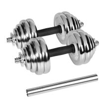 REBEL ACTIVE ADJUSTABLE CHROME DUMBBELLS IN CASE WITH BAR, SET 30 KG